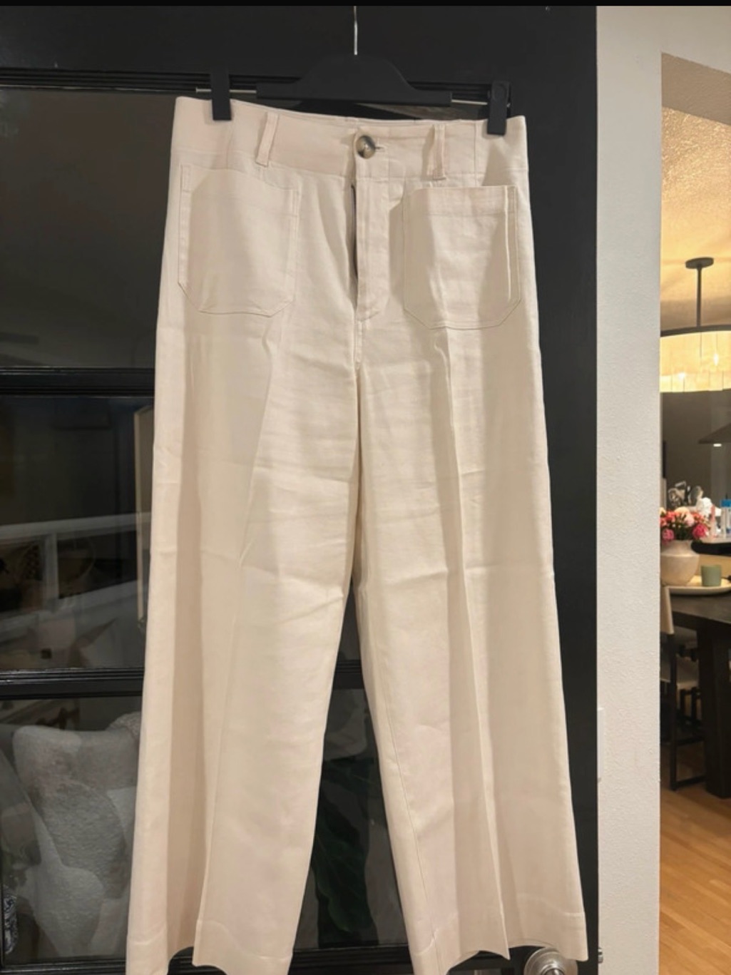Anthropologie Mauve Colette Cream Linen Pants